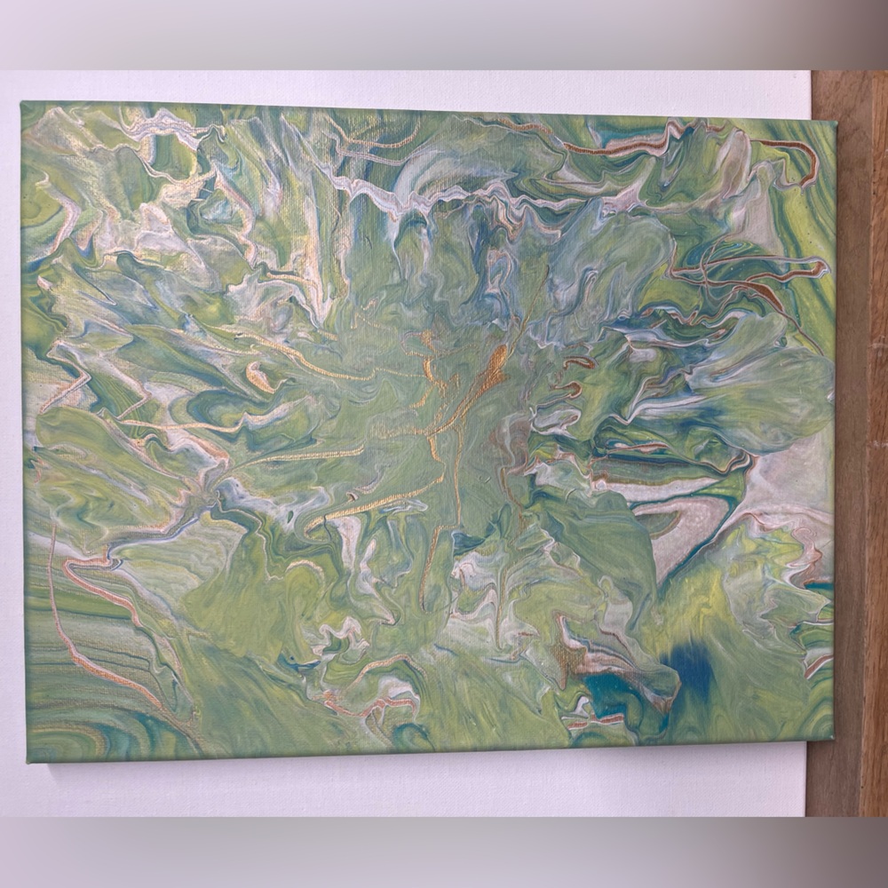 Green Abstract Painting on Canvas